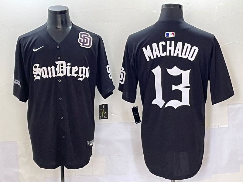Men 2025 San Diego Padres #13 Machado Black Five generations Joint Name Nike MLB Jersey style 14->san diego padres->MLB Jersey